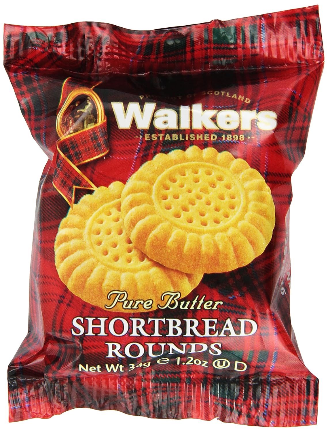 Walkers Shortbread Rounds Cookies, 1.2 Ounce, 2 Count (Pack