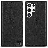 ZZXX for Samsung Galaxy S24 Ultra Wallet Case with [RFID Blocking] Card Slot Stand Strong Magnetic Leather Flip Fold Protective Phone Case for Samsung Galaxy S24 Ultra Case Wallet(Black-6.8 inch)