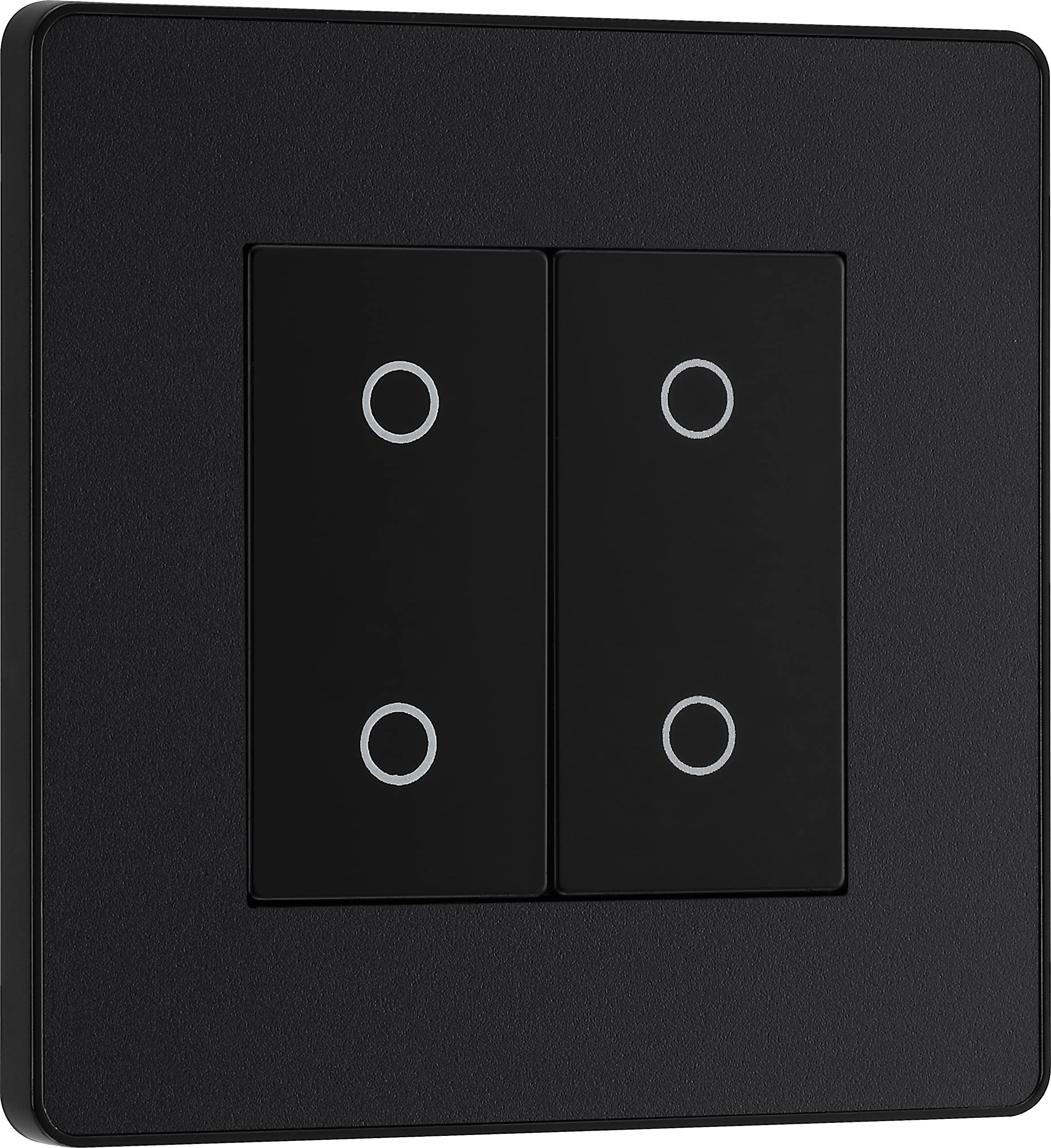 BG Electrical Double Slave/Secondary Touch Dimmer Wall Light Switch, 2-Way, Trailing Edge, Screwless Front Plate, Evolve, Matt Black, 200W, PCDMBTDS2B