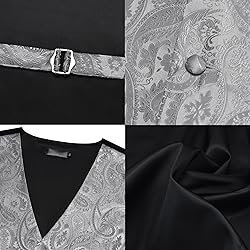 GUSLESON Light Grey Mens Vest Tie and Bow Tie Set