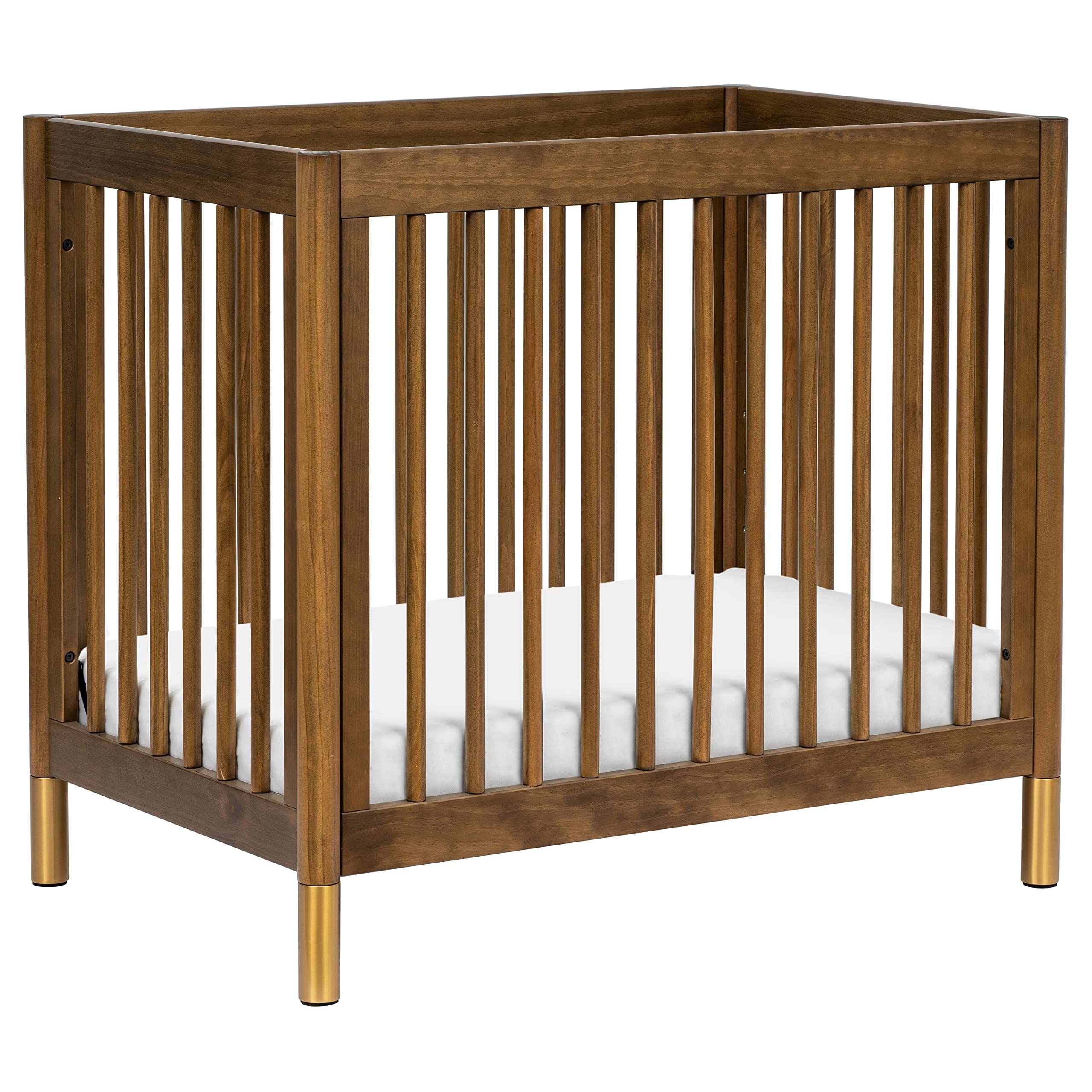 Photo 1 of babyletto Gelato 4-in-1 Convertible Baby Crib Natural Walnut Wooden Toddler Bed, Daybed & Twin Bed Conversion - GREENGUARD Gold Certified, Perfect for Small Spaces, 4 Adjustable Heights, Brushed Gold