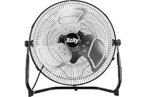 Xcity 14 Inch Floor Fan, Max 2100 CFM Industrial Fan, 3-speed and 360°Adjustable Tilt, Metal Construction and Aluminum Blades, Ideal for Warehouse, Workshop, Factory, Garage