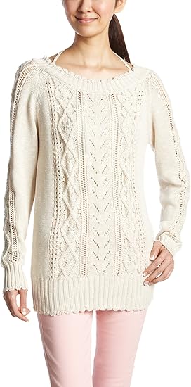 Amazon レストローズ L Est Rose コットンオフショルニット 4ek027 キナリ 2 セーター 通販