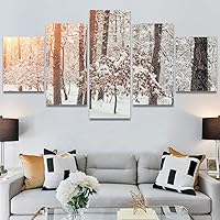 SIGNWIN 5 Panel Canvas Wall Art Modern Art Forest Minimalist Multicolor Nature Photography Relax/Calm for Home Decorations Ready to Hang - 60