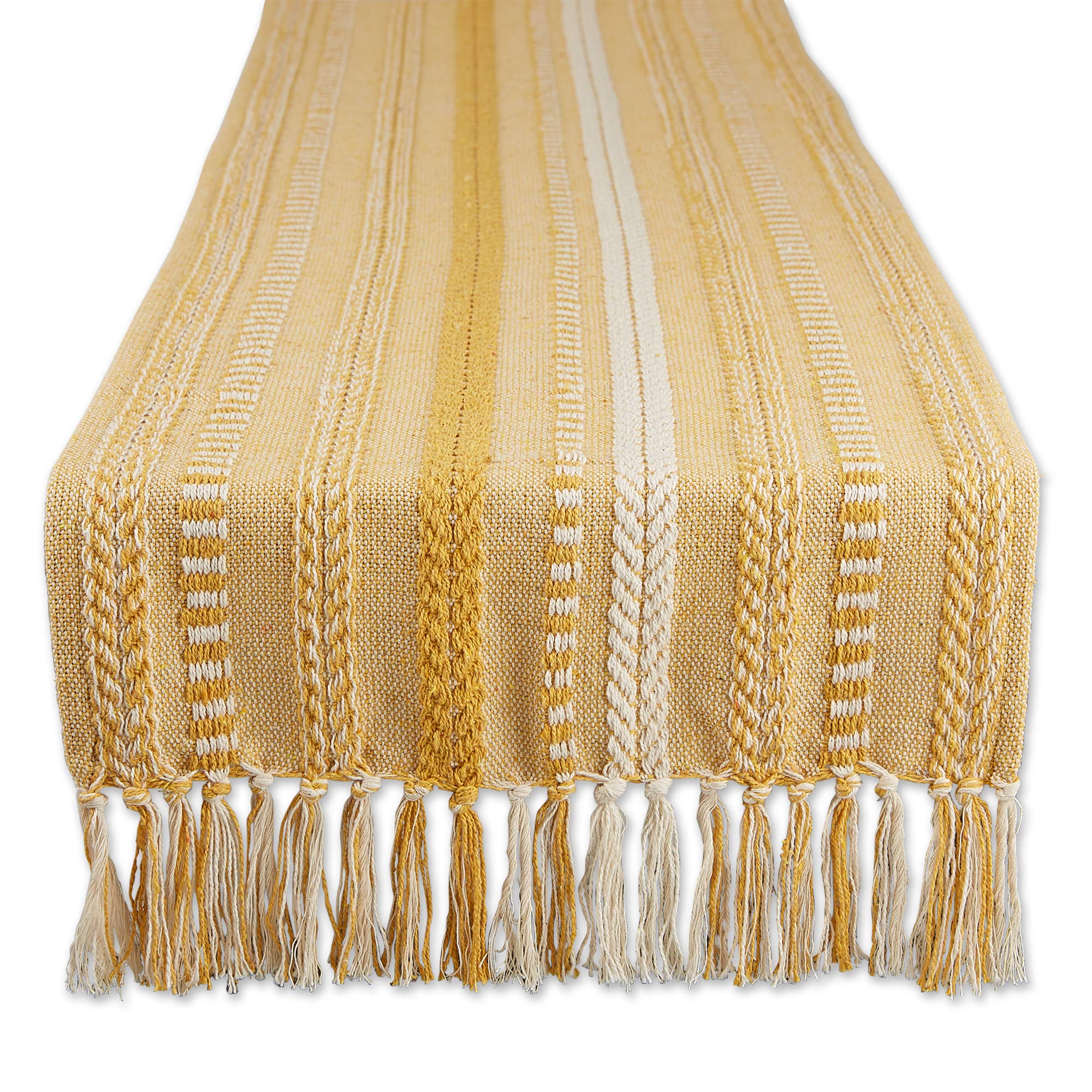 DII Table Runner Collection, Cotton, Honey Gold, 15x72 (15x77, Fringe Included) — image 1