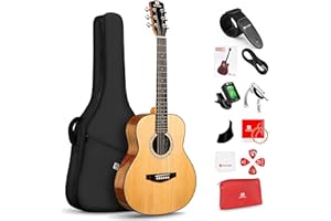 Vangoa 3/4 Acoustic Guitar Kit, 36 Inch Acustica Guitarra Dreadnought Bundle for Beginner Adult Youth Travel With Steel String Spruce Wood Gig Bag Tuner Pickguard, Right Hand