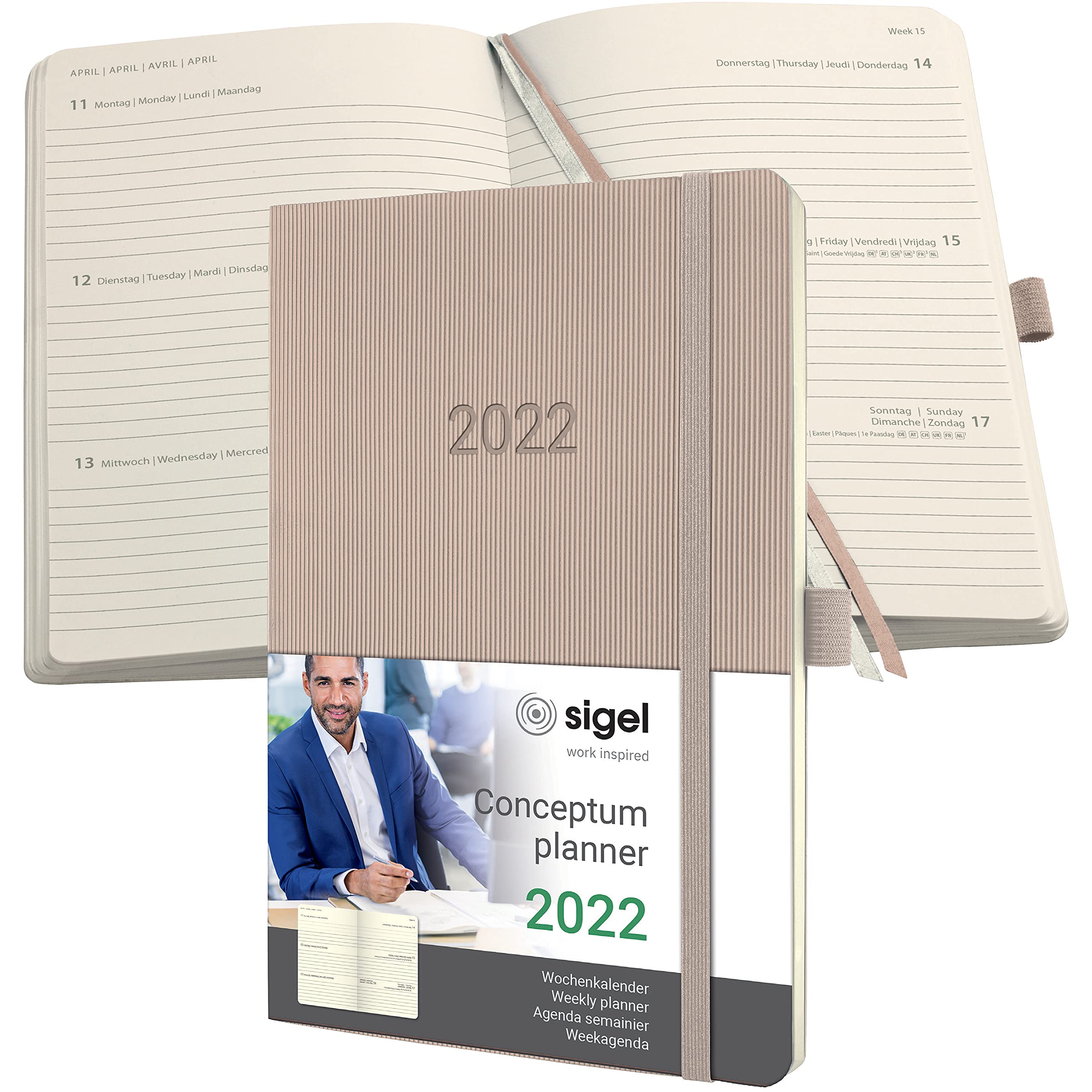 Sigel C2230 Conceptum Weekly Planner 2022-13,5 x 21 cm - Softcover - 192 Pages - Taupe
