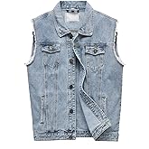 JYG Denim Vest for Men Casual Stretchy Trucker Jean Vests Fashion Vintage Sleeveless Jacket Vest