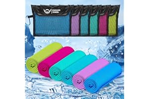 6 Pack Cooling Towels(40”x12”) with Mesh Carrying Bag,Ice Towel for Neck and Face,Soft Breathable Chilly Towel for Sports Gym
