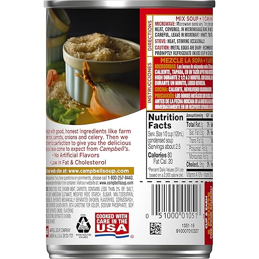 Campbells Condensed Chicken with Rice Soup, 10.5 oz. Can