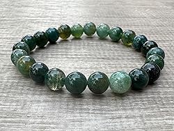 Moss Agate Crystal Bead Bracelet 8mm, Wholesale