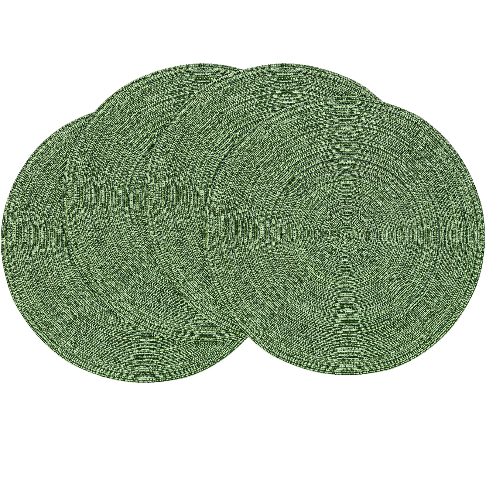 Photo 1 of Floroom 15 Inch Round Braided Placemats Set of 4, Washable Heat Resistant Cotton Polyester Circle Place Mats for Kitchen Dining Table - Forest Green