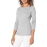 Amazon Essentials Women's Lightweight Ribbed Long-Sleeve Boat Neck Slim-Fit Sweater