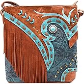 Western Cowgirl Fashion Style Leather Fringe Crossbody Handbags Women Purse Country Everyday Shoulder Bag