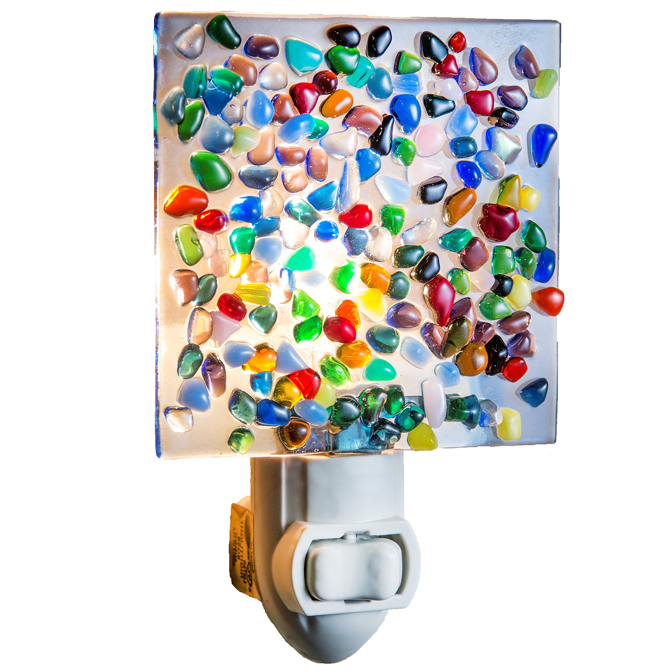 J Devlin NTL 148 Blue Night Light Multi Colored Fused Glass Decorative