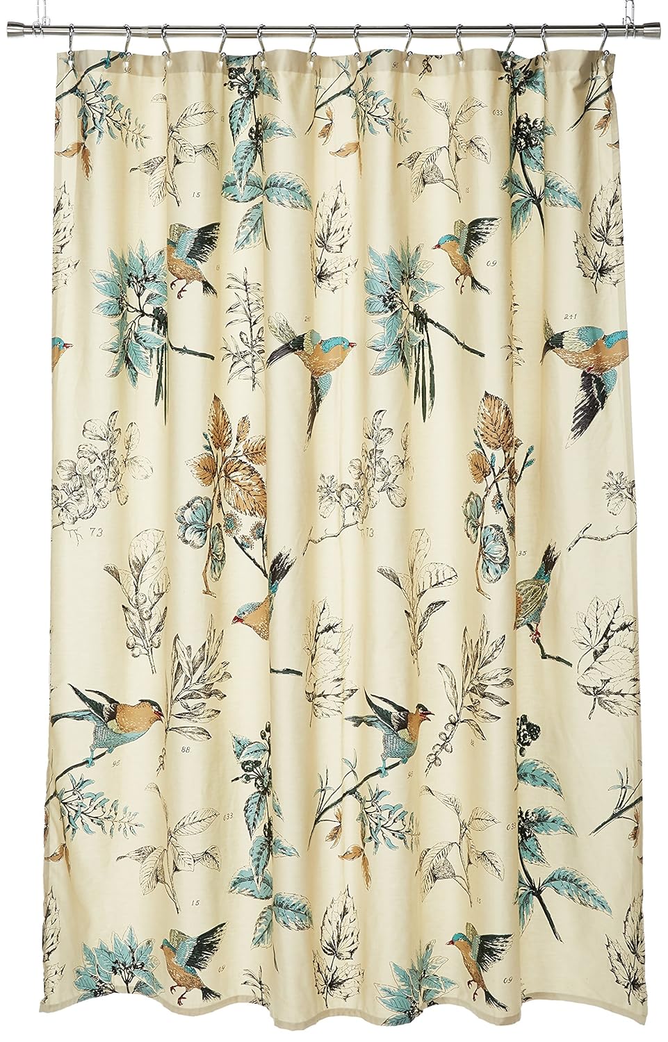 Jla Home Inc Quincy Pattern Bird Floral Cotton Fabric Shower
