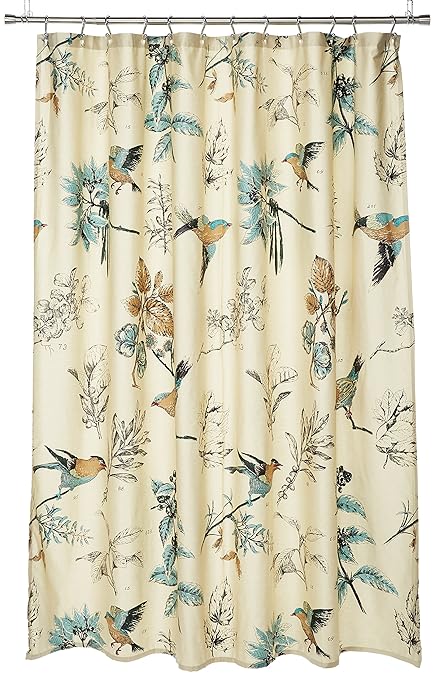 Jla Home Inc Quincy Pattern Bird Floral Cotton Fabric Shower