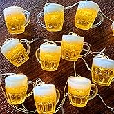 Haosonw Beer Mug String Lights, USB & Battery Operated with Remote 10FT 15 LED Beer Cup Lights for St Patrick's Day Tropical Party Bar Bedroom Summer Club Decorations