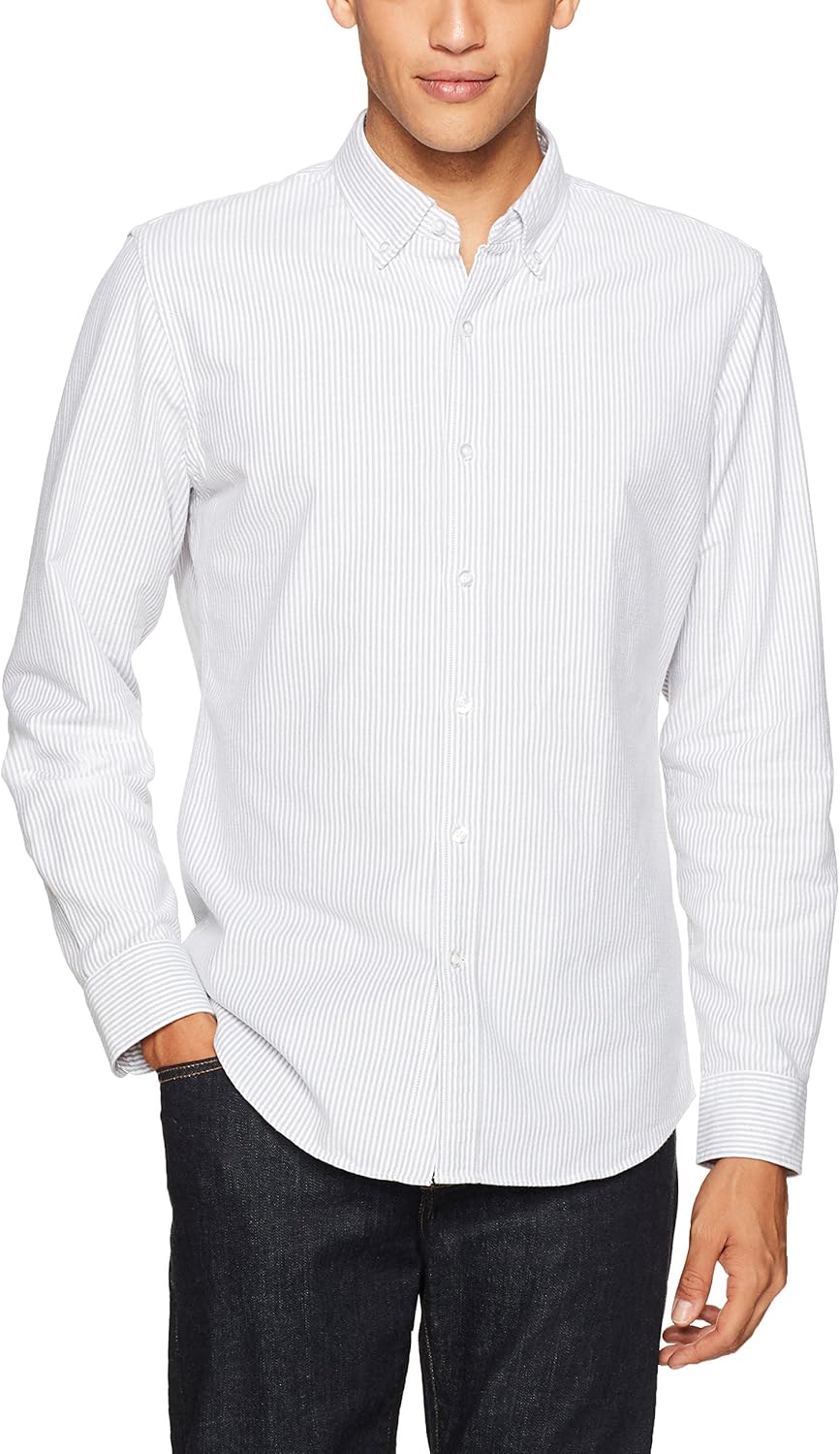  Brand - Goodthreads Men's Standard-Fit Long-Sleeve Fashion Stripe Oxford Shirt: Clothing