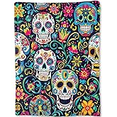 ainori Colorful Sugar Skull Throw Blanket- Ultra Soft, Fleece, Lightweight,Festive Day of The Dead Celebration Blankets, for Couch Room Bedroom Halloween Holiday Decor, Gifts for Women 50x60in