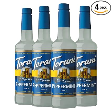 Amazon Com Torani Sugar Free Syrup Peppermint 25 4 Ounces Pack Of 4 Beverage Flavoring Syrup Grocery Gourmet Food