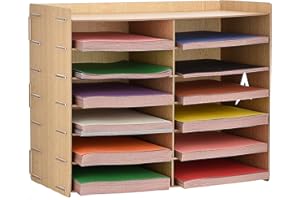 AdirOffice Wood Literature Organizer Sorter - Heavy Duty File Storage - Ideal for Home, Office & School Use (12 Compartment, 