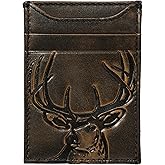 House of Jack Co. Deer Slim Money Clip Wallet for Men, Front Pocket Wallet with Strong Magnet, Full Grain Cowhide Card Holder Wallet, Black