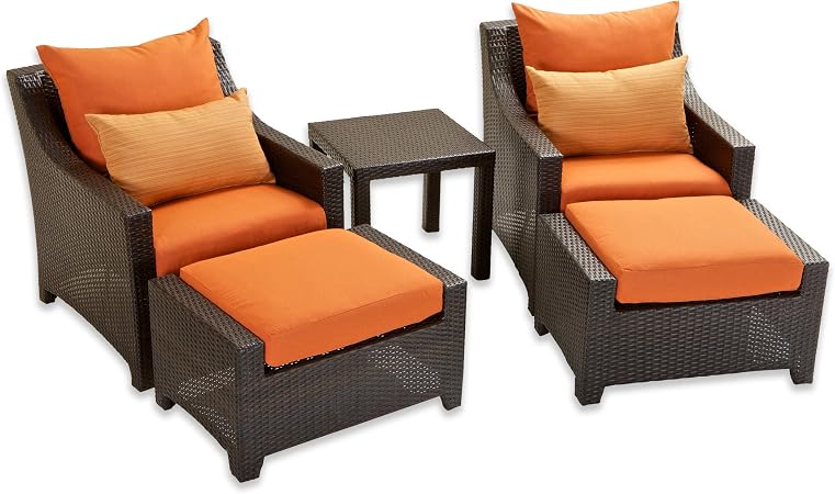 Amazon Com Rst Brands Op Peclb5 Tka K Deco 5pc Club Chair Ottoman Set Tikka Outdoor And Patio Furniture Sets Garden Outdoor