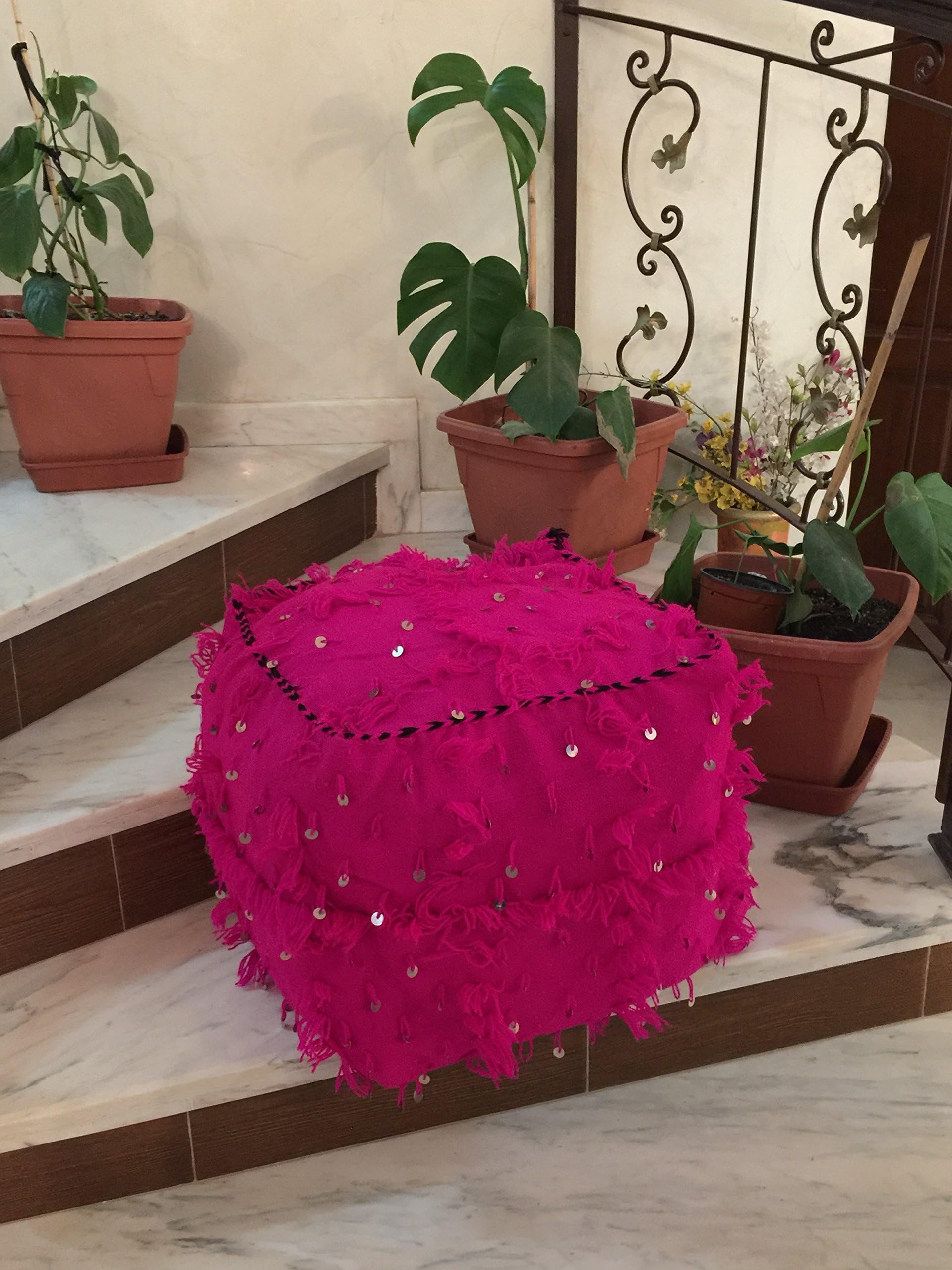 Pink Handira Poufs / Ottomans