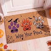 Sonwyoung Halloween Door Mat, 30x17 Inch Wipe Your Paws Rug | Faux Coir Spooky Paw Witch Pumpkin Mummy Graphics, Front Porch Outdoor Indoor Entrance, Spooky Decoration