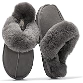 Project Cloud 100% Genuine Leather Slippers for Women Footwear with Genuine Fur Lining Womens Clogs & Mule - Non-Slip Indoor/Outdoor Scuff Womens Slippers with Memory Foam Insole