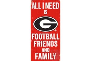 LA AUTO GEAR Fan Creations Georgia Bulldogs 6" x 12" All I Need is Football, Friends, and Family Wood Sign