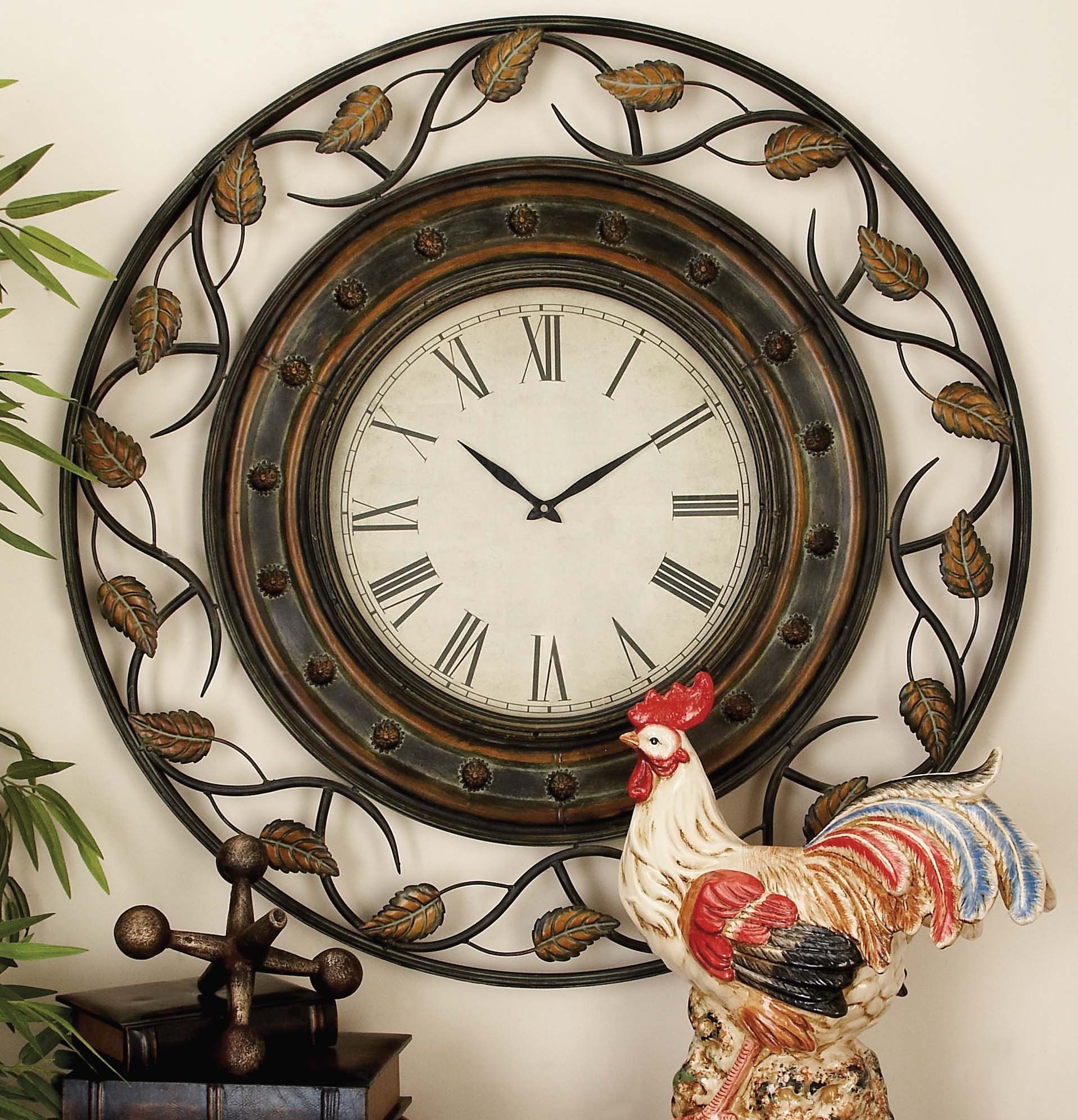 Deco 79 57720 Metal Wall Clock To Track The Time, 36", Tarnished Bronze Finish