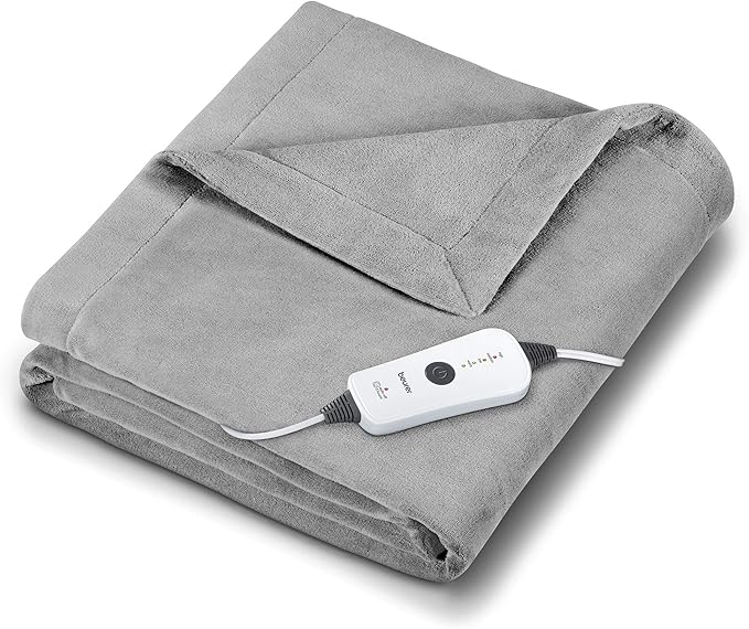 Beurer HD71 Heated Electric Blanket | Cozy-Soft Fleece Throw, Auto shut-off, 50&amp;rdquo; x 60&amp;rdquo; in (Adult Size) | Portable Heating Blanket for Bed, Desk &amp;amp; Office | with Control | Perfect for Home &amp;amp; Travel