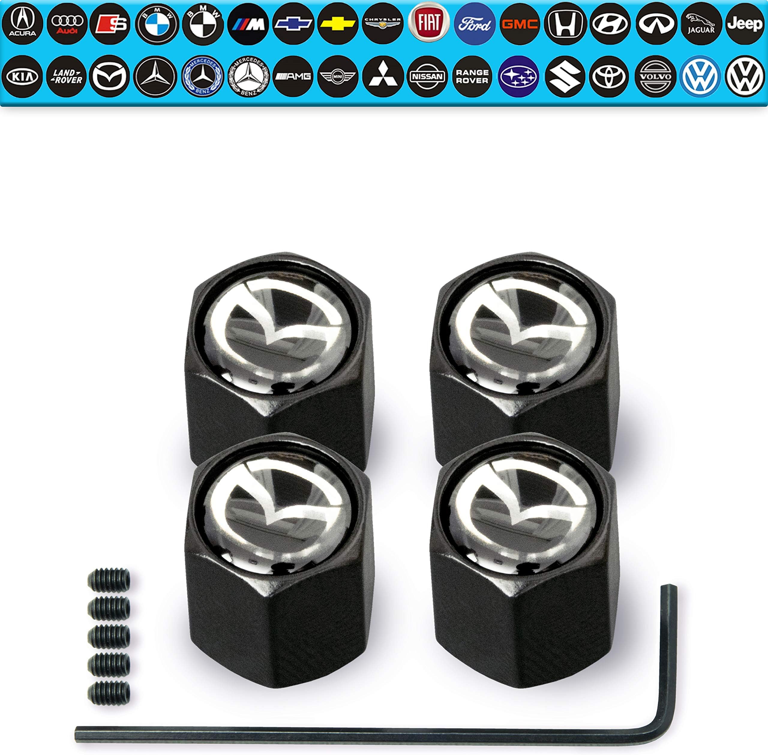 LiB Tire Valve Stem Caps (35 Vehicle Models), Aluminium, Anti-Theft Hexagon Design | Car, Truck, SUV | Leakproof, Airtight, Dustproof Seal | All-Weather, Lock Tight Fit (Compatible Mazda)