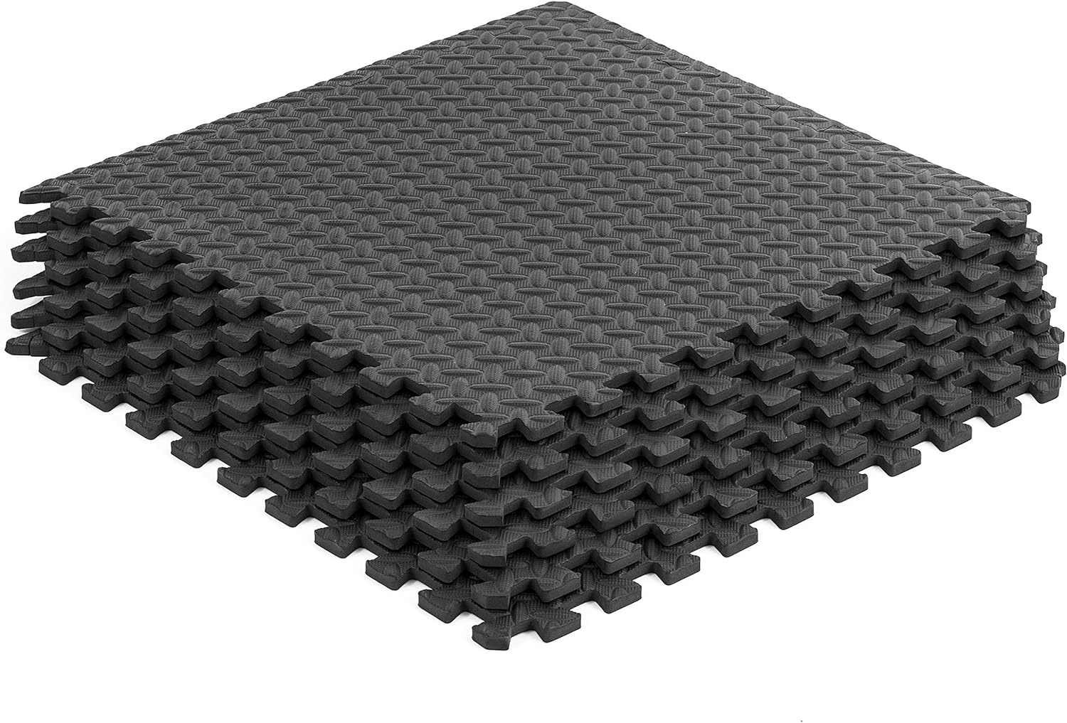 ProSource fs-1908-pzzl Puzzle Exercise Mat EVA Foam Interlocking Tiles (Black, 24 Square Feet) : Sports & Outdoors