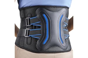 FEATOL Lower Back Brace with 5 Reinforced Stays for Women and Men, Adjustable Snug-Fit Lumbar Support Belt for Work, Size L, Waist 34.3-39.4 inches