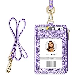 ID Badge Holder with Lanyard, Vertical Bling Shiny