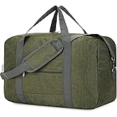 For United Airlines Foldable Carry on Bag 22x14x9 Travel Duffel Bag Packable luggage Duffle for Women and Men 40L (Army Green)