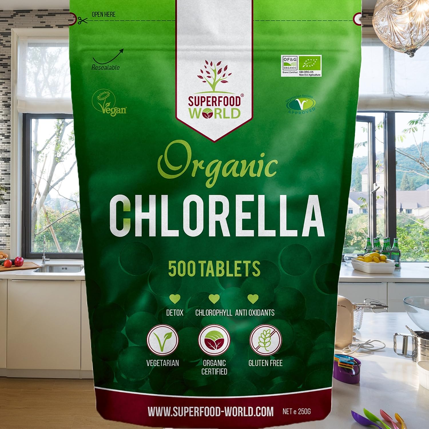 Organic Chlorella Tablets (500 X 500mg) Premium Detox Chlorophyll Superfood, 500 count (Pack of 1) - Image 3