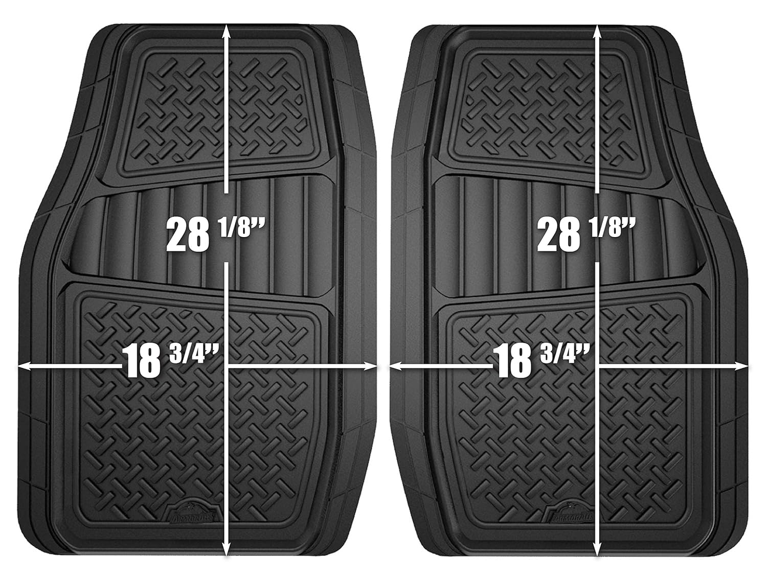 Hd All Weather Gray 2pc Front Row Diamond Plate Rubber Floor Mats