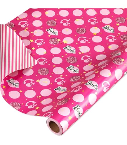 Papel De Regalo De Cumpleaños Barbie - 2 Hojas Con Diseño Oficial, Incluye 2 Etiquetas, Por Danilo