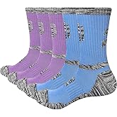 YUEDGE Women's Hiking Socks Moisture Wicking Cushioned Womens Socks Padded Safety Work Boot Socks for Women, 5 Pairs