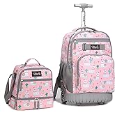Tilami Rolling Backpack 19 inch with Lunch Bag Wheeled Laptop Backpack, Alpaca