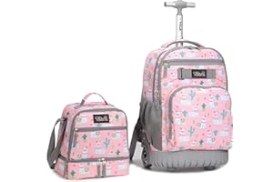 Tilami Rolling Backpack 19 inch with Lunch Bag Wheeled Laptop Backpack, Alpaca