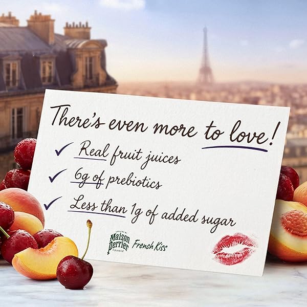 MAISON PERRIER FRENCH KISS SPARKLING JUICE BEVERAGE, PEACH & CHERRY FLAVORS WITH REAL FRUIT JUICES, 6PK 66.9 FL OZ