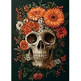 Vintage Skeleton’s Floral 1000-Piece Jigsaw Puzzle for Adults –Challenging Dark Halloween Skeleton Art, Premium Matte Finish, 27.56 x 19.68 Inches, Perfect for Game Nights