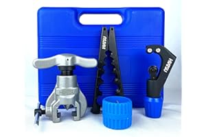 Hiatsu Eccentric Flaring Tool Kit Heavy Duty (1/4-3/4 inches) 45 Degree Angle Eccentric Cone Type Flare Tool Professional Set for Brake Line HVAC System Refrigeration Copper Soft Metal