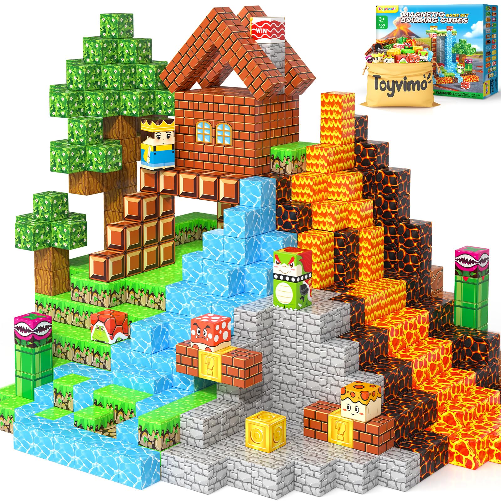 100PCS Magnetic Blocks Magnetic Building Blocks Sensory Toys for Kids ...
