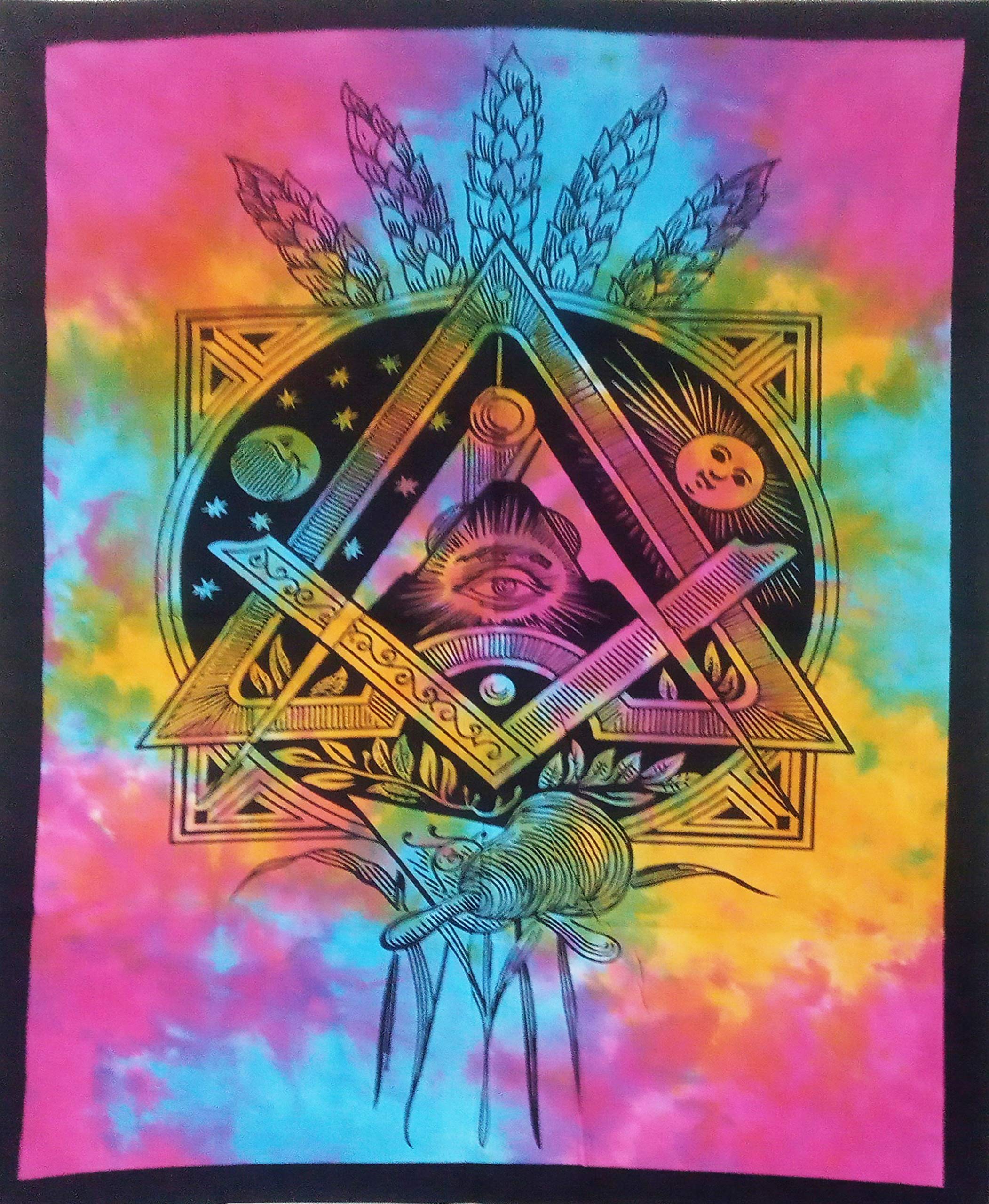 Purpledip Cotton Wall Poster All-seeing Eye Of Providence: Bohemian Wall Hanging Tapestry (20071)